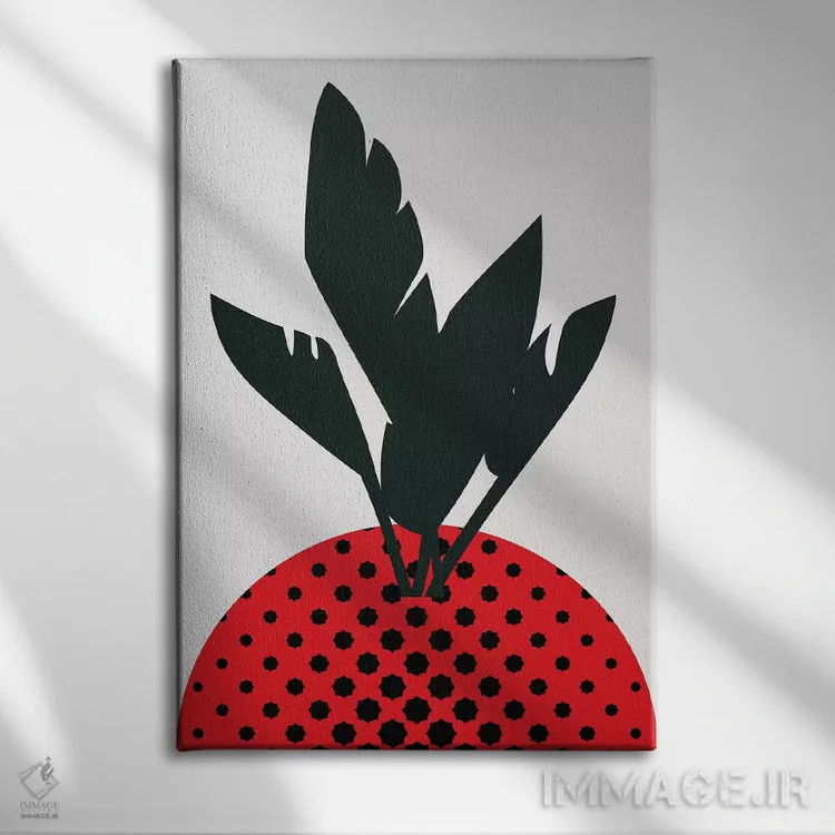 تابلو مینیمال توت فرنگی شاد اثر کوبیستیکا - نمای روبهرو روی دیوار