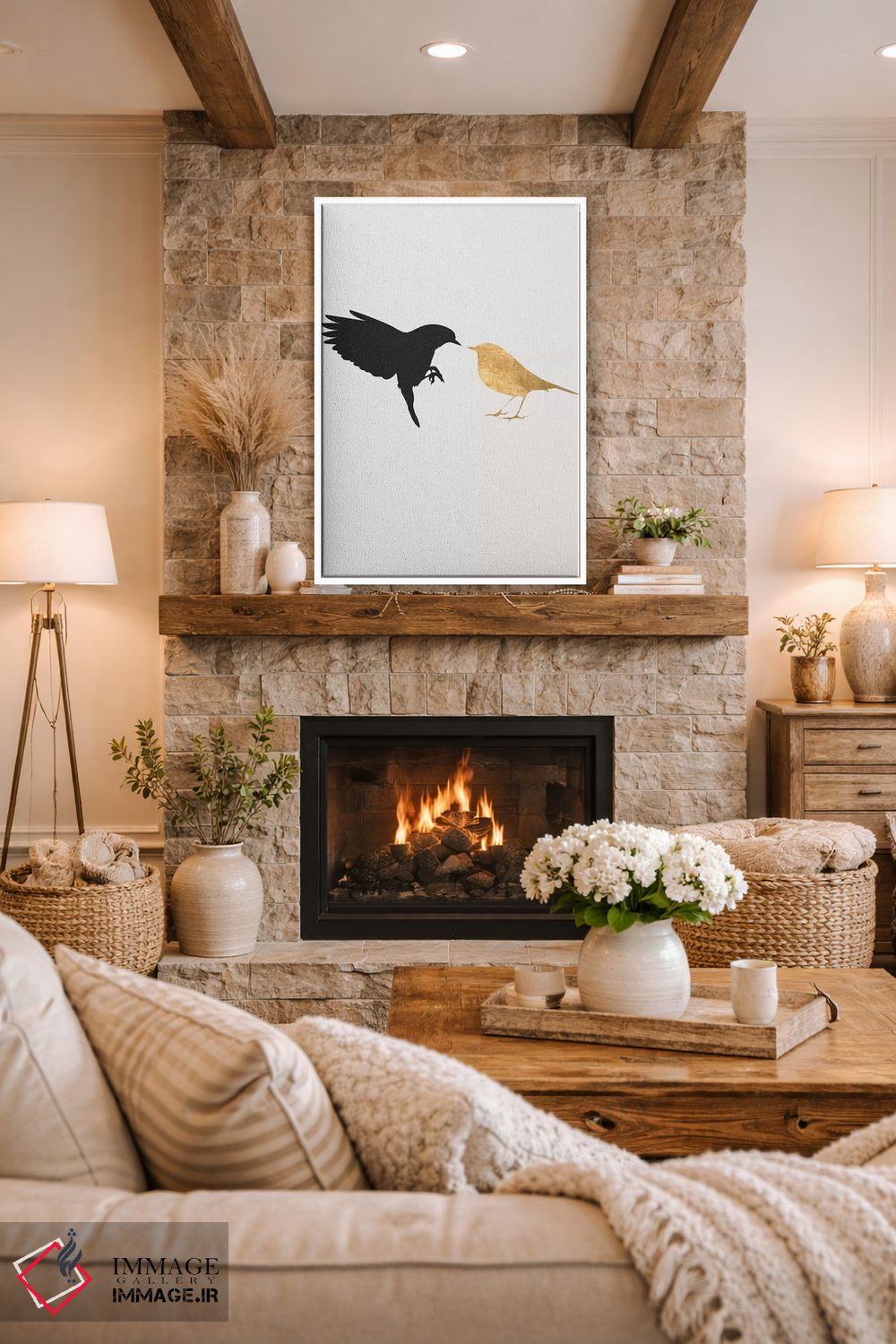 تابلو مینیمال مرغ عشق اثر کوبیستیکا - D1W