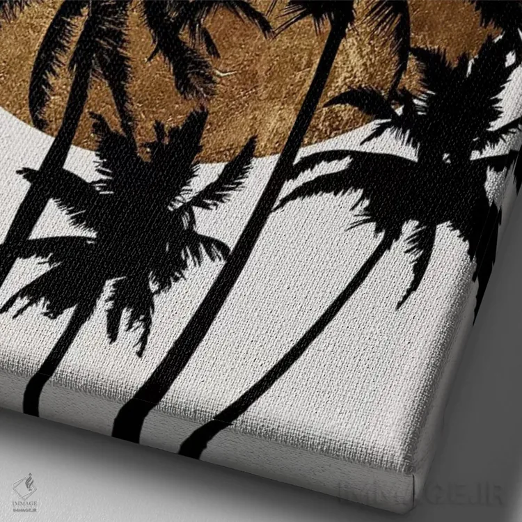 تابلو مینیمال ساحل میامی اثر کوبیستیکا - نمای نزدیک بافت بوم