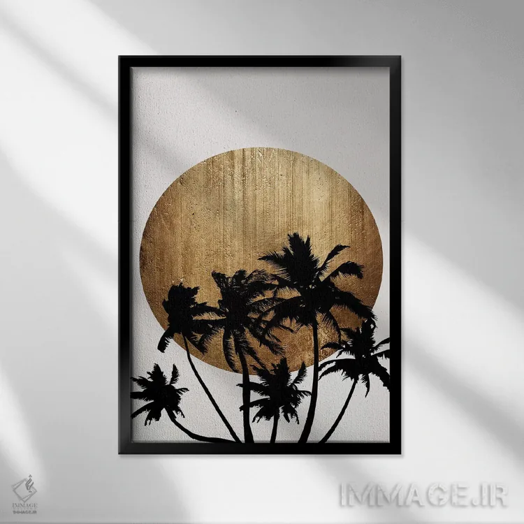 تابلو مینیمال ساحل میامی اثر کوبیستیکا - نمای قابدار مشکی