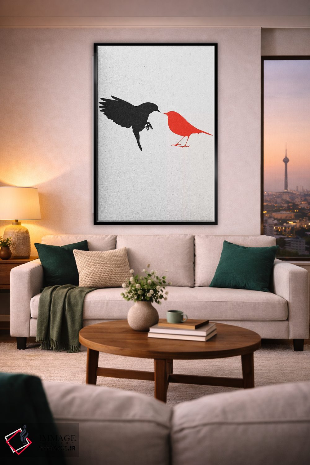 تابلو مینیمال مرغ عشق اثر کوبیستیکا - D1B