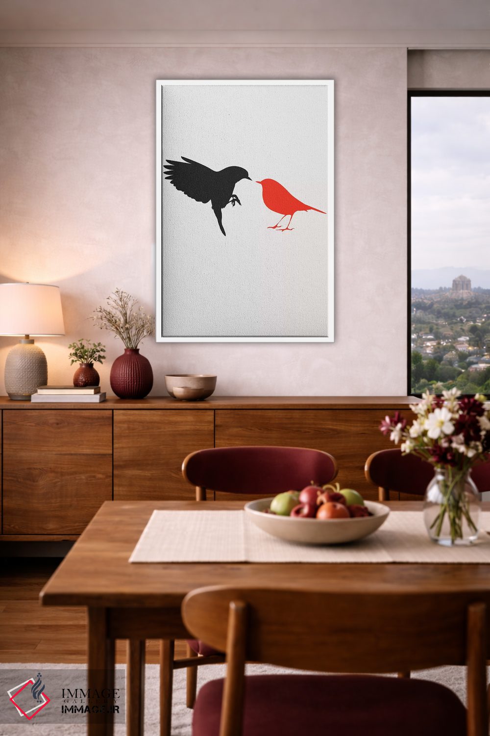 تابلو مینیمال مرغ عشق اثر کوبیستیکا - D3W