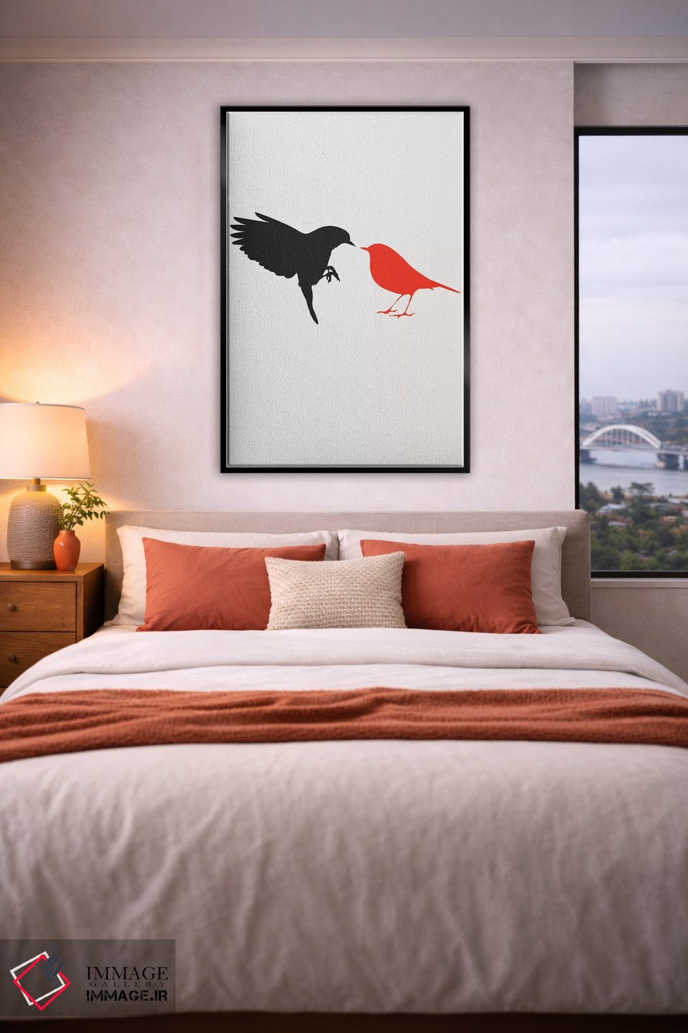 تابلو مینیمال مرغ عشق اثر کوبیستیکا - D4B