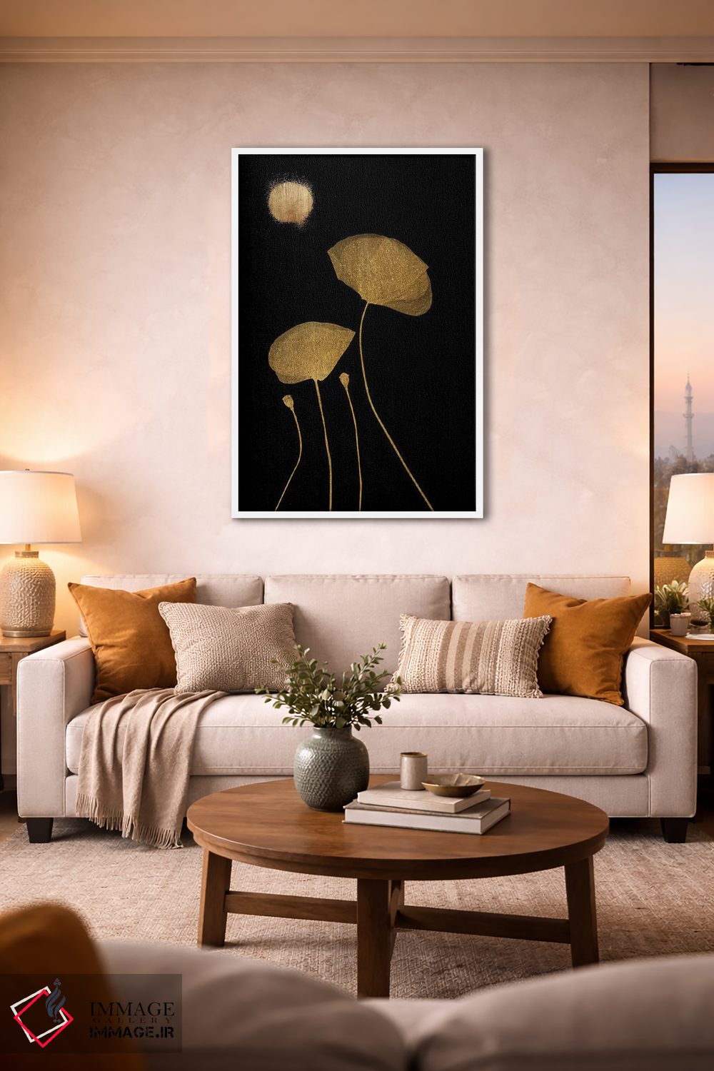 تابلو مینیمال رقصندگان مهتاب - طلایی اثر کوبیستیکا - D1W