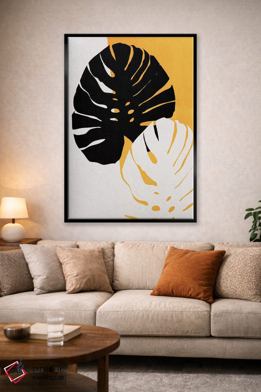 تابلو مینیمال برگ های مونسترا اثر کوبیستیکا - D1B