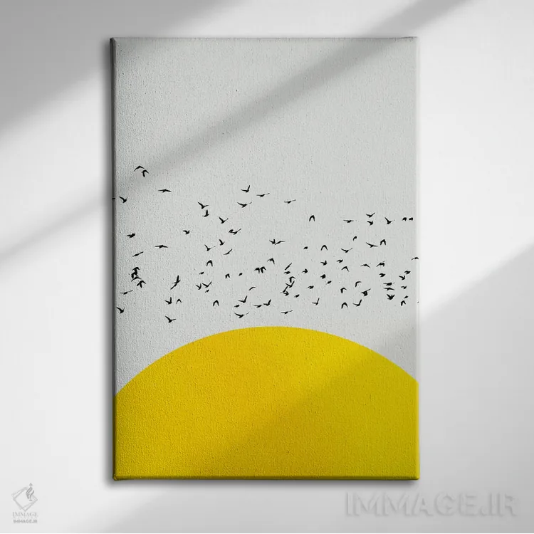 تابلو مینیمال هزار پرنده اثر کوبیستیکا - نمای روبهرو روی دیوار