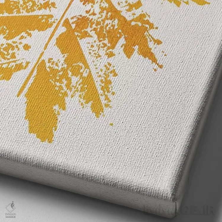 تابلو مینیمال چاپ برگ بلوط اثر کوبیستیکا - نمای نزدیک بافت بوم