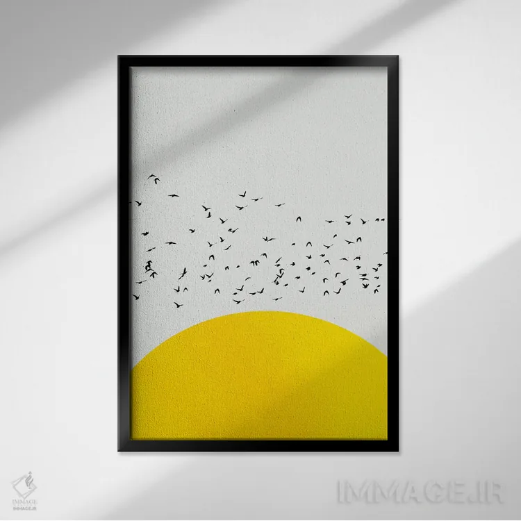 تابلو مینیمال هزار پرنده اثر کوبیستیکا - نمای قابدار مشکی