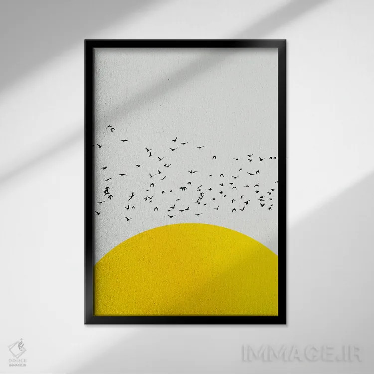 تابلو مینیمال هزار پرنده اثر کوبیستیکا - نمای قابدار مشکی