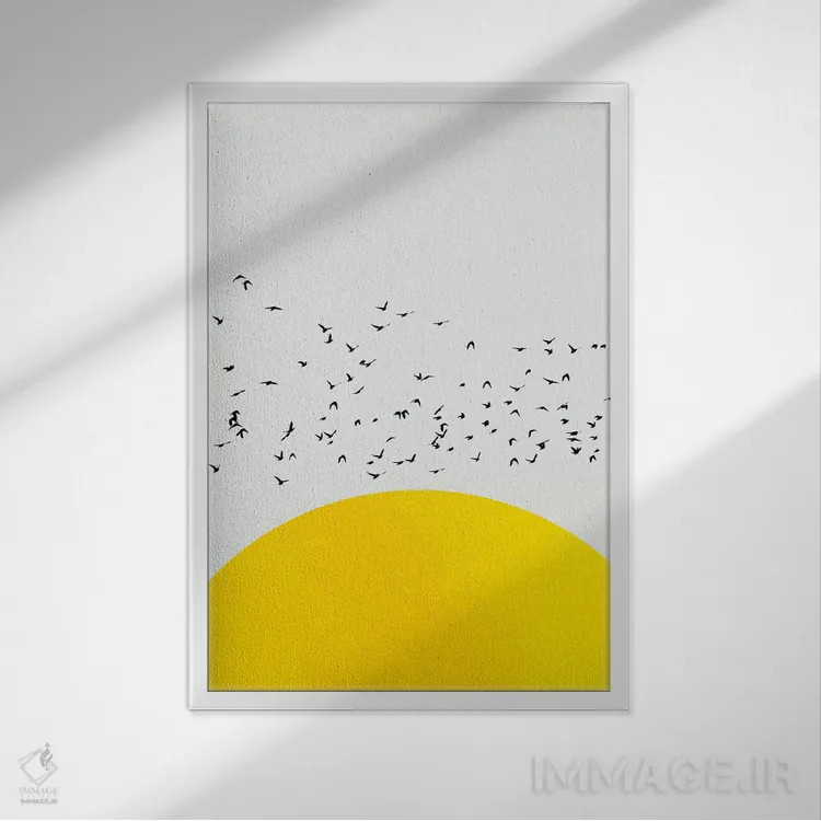 تابلو مینیمال هزار پرنده اثر کوبیستیکا - نمای قابدار سفید