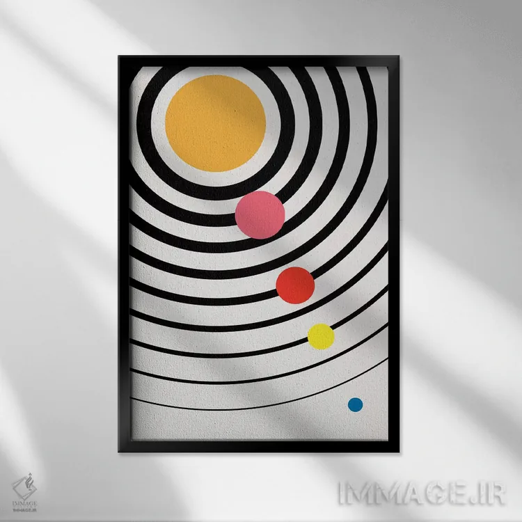 تابلو مینیمال جهان بازیگوش اثر کوبیستیکا - نمای قابدار مشکی