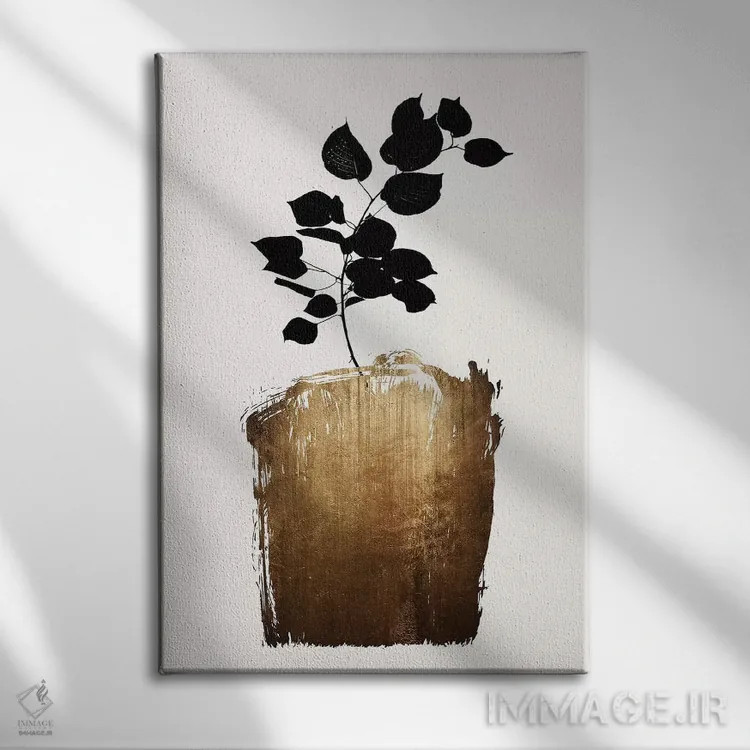 تابلو مینیمال اسکابیزیا - طلایی اثر کوبیستیکا - نمای روبهرو روی دیوار