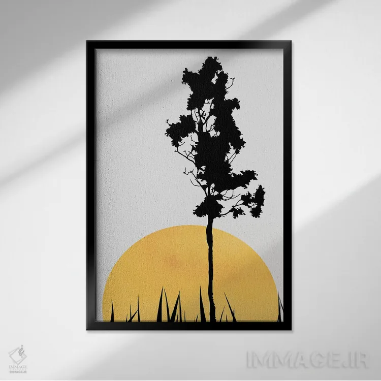 تابلو مینیمال سایه ها در آفتاب اثر کوبیستیکا - نمای قابدار مشکی