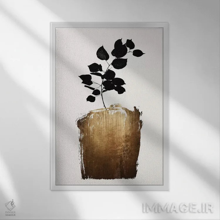 تابلو مینیمال اسکابیزیا - طلایی اثر کوبیستیکا - نمای قابدار سفید