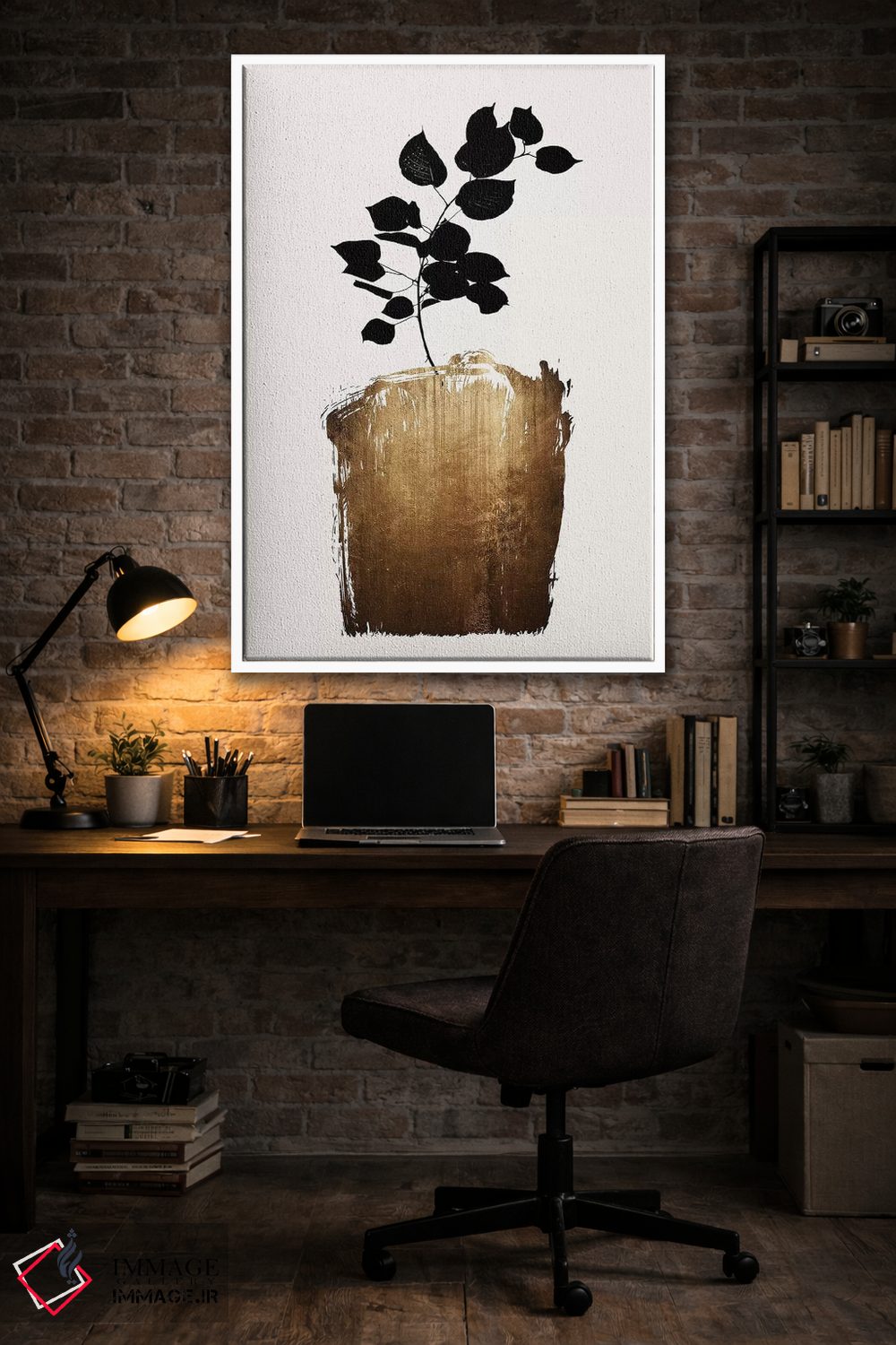 تابلو مینیمال اسکابیزیا - طلایی اثر کوبیستیکا - D3W