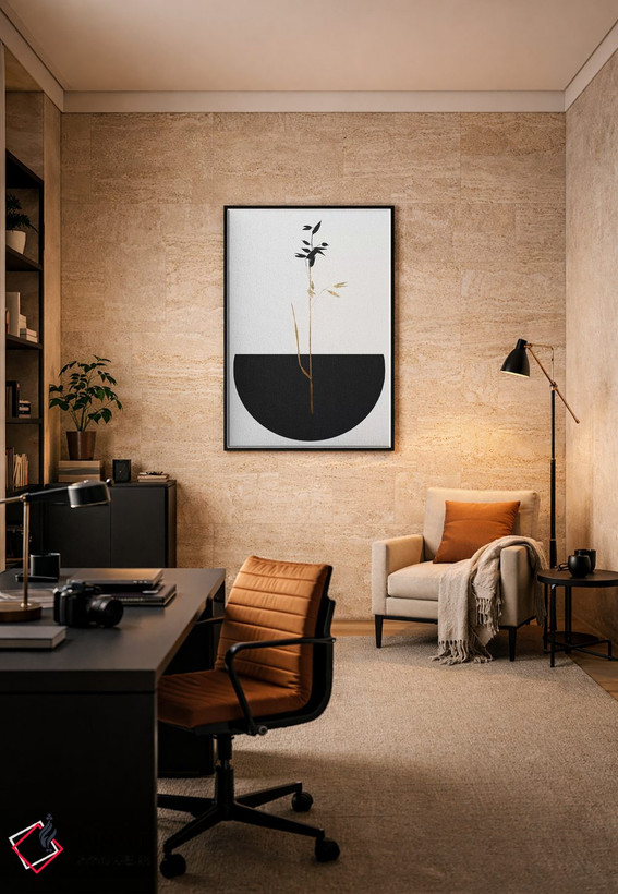 تابلو مینیمال گیاه سیاه اثر کوبیستیکا - D6B