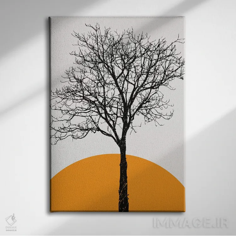 تابلو مینیمال درخت توس اثر کوبیستیکا - نمای روبهرو روی دیوار