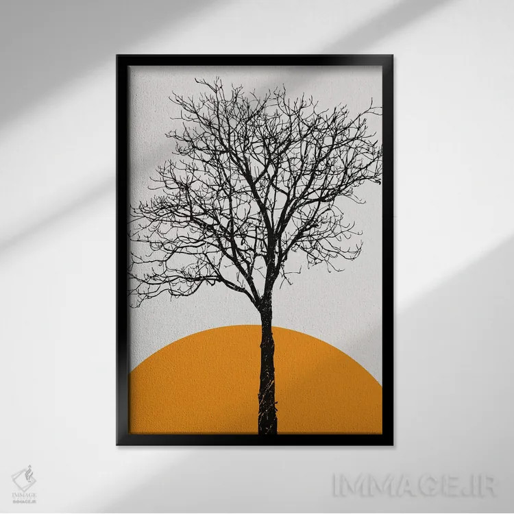 تابلو مینیمال درخت توس اثر کوبیستیکا - نمای قابدار مشکی