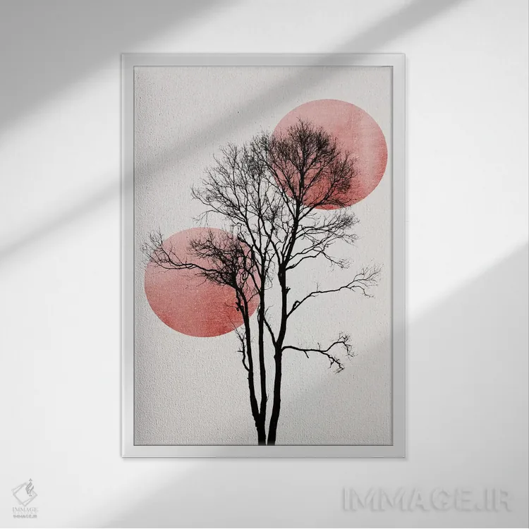 تابلو مینیمال خورشید و ماه پنهان - رز اثر کوبیستیکا - نمای قابدار سفید