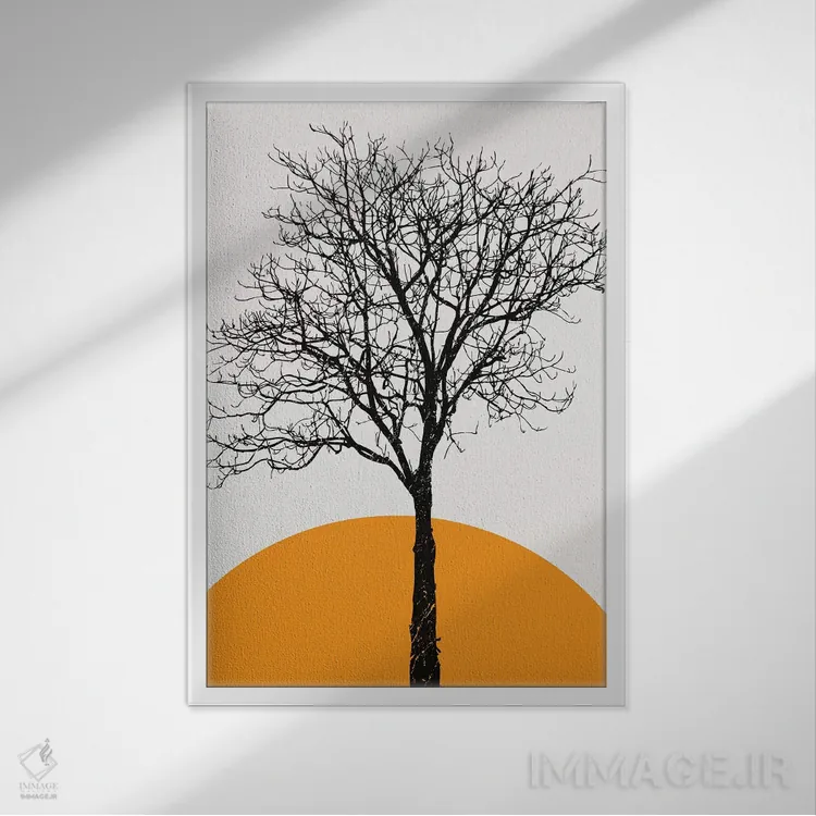 تابلو مینیمال درخت توس اثر کوبیستیکا - نمای قابدار سفید