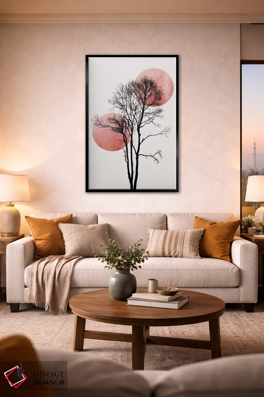 تابلو مینیمال خورشید و ماه پنهان - رز اثر کوبیستیکا - D2B