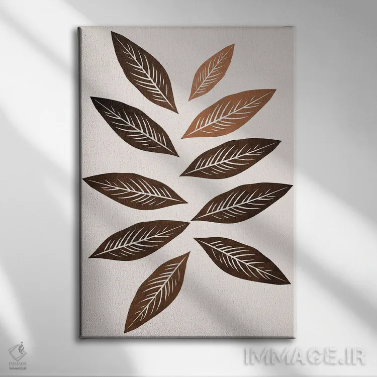 تابلو مینیمال دسته گل پاییزی اثر کوبیستیکا - نمای روبهرو روی دیوار