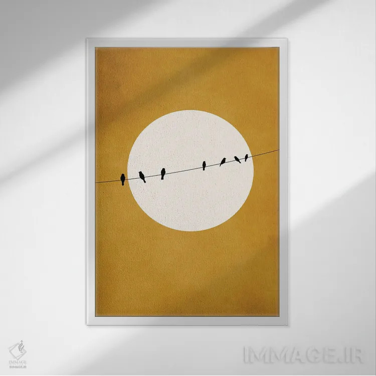 تابلو مینیمال جیرجیر و آرامش شبانه اثر کوبیستیکا - نمای قابدار سفید