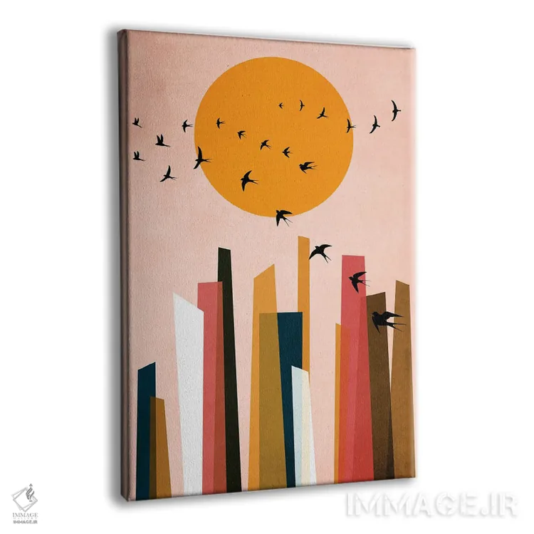 تابلو مینیمال پرندگان رقصان اثر کوبیستیکا - نمای پرسپکتیو محصول