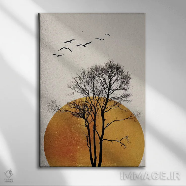 تابلو مینیمال طلوع زمستانی اثر کوبیستیکا - نمای روبهرو روی دیوار