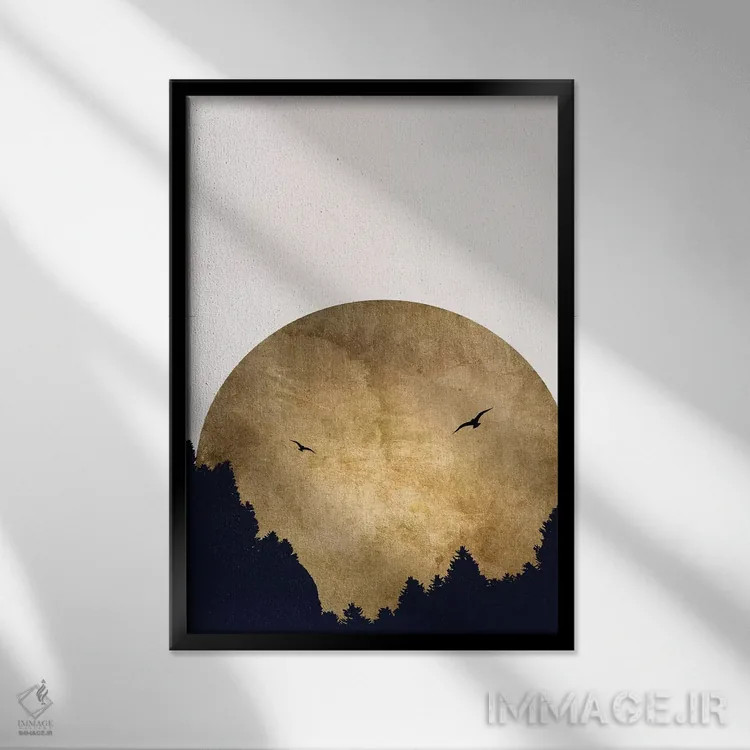 تابلو مینیمال دو پرنده اثر کوبیستیکا - نمای قابدار مشکی