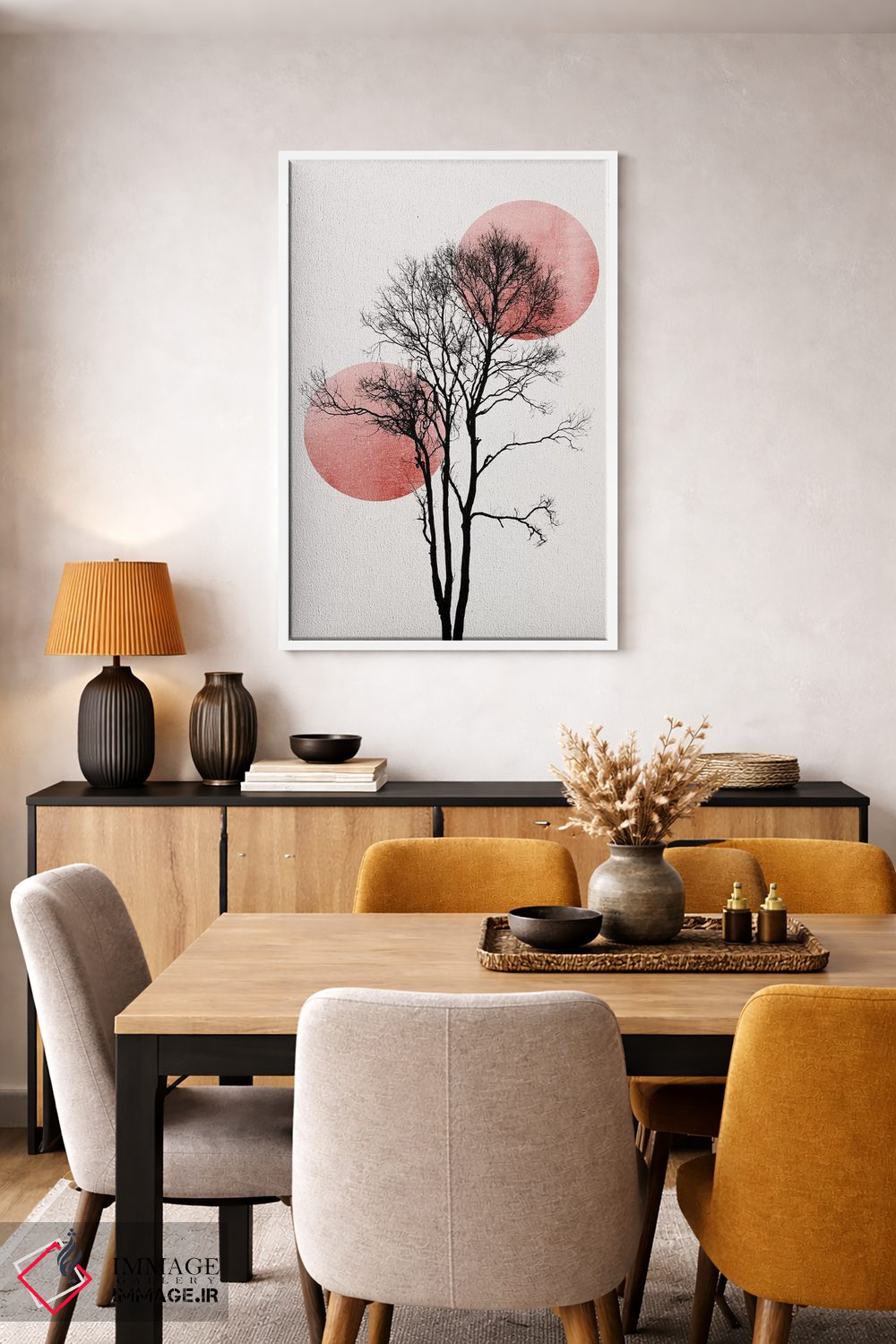تابلو مینیمال خورشید و ماه پنهان - رز اثر کوبیستیکا - D6W