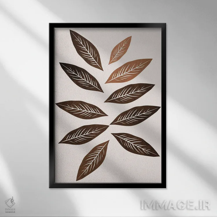 تابلو مینیمال دسته گل پاییزی اثر کوبیستیکا - نمای قابدار مشکی