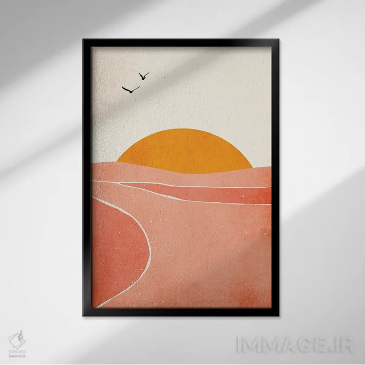 تابلو مینیمال رقصیدن زیر آفتاب اثر کوبیستیکا - نمای قابدار مشکی