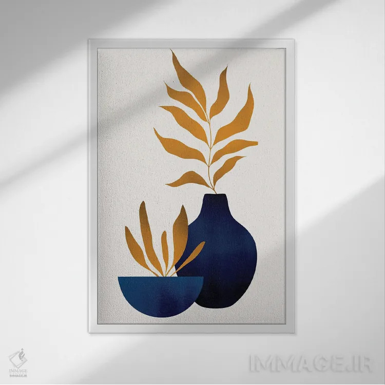 تابلو مینیمال گل های پاییزی I اثر کوبیستیکا - نمای قابدار سفید