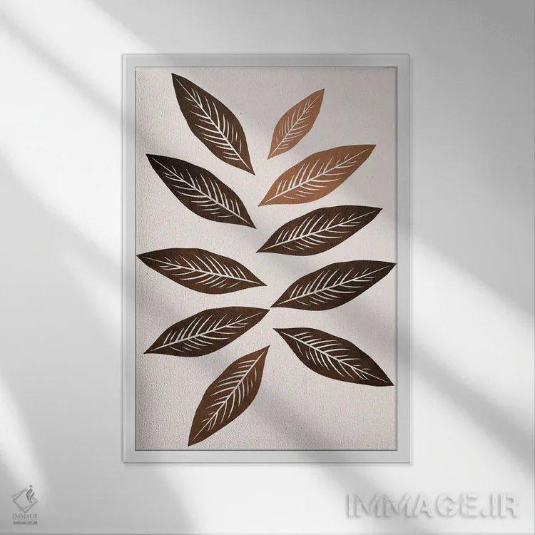 تابلو مینیمال دسته گل پاییزی اثر کوبیستیکا - نمای قابدار سفید