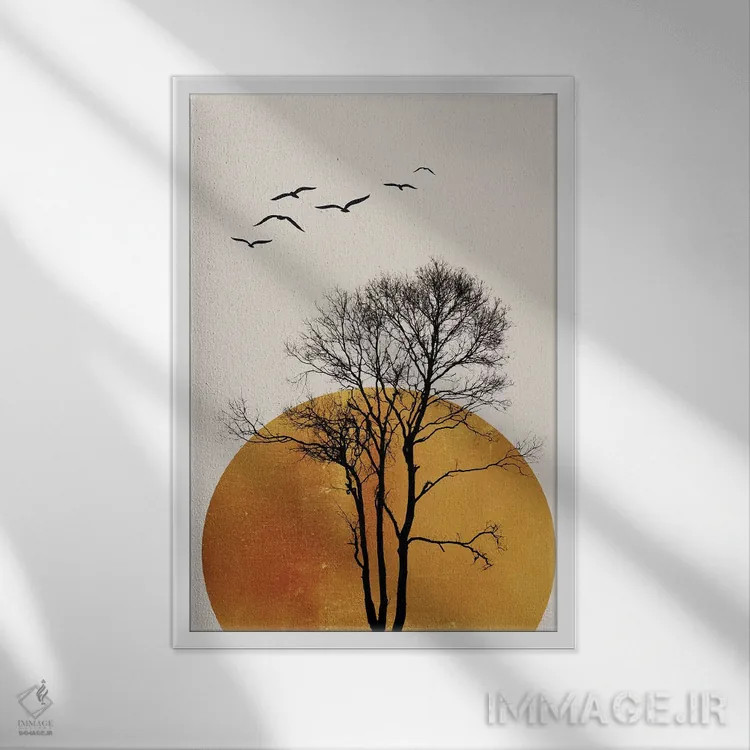 تابلو مینیمال طلوع زمستانی اثر کوبیستیکا - نمای قابدار سفید
