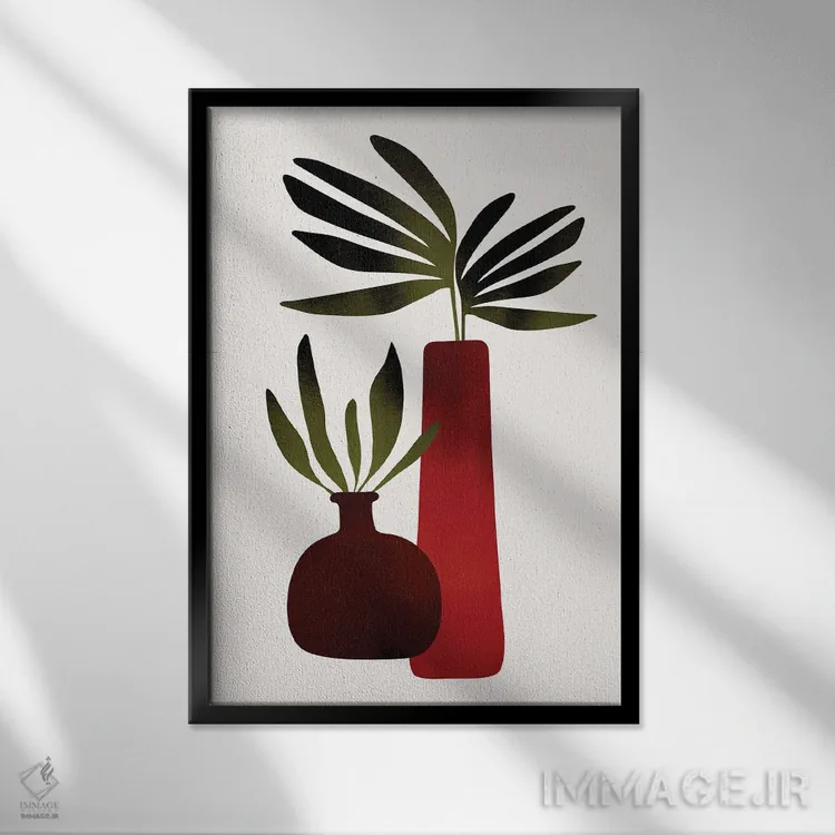 تابلو مینیمال گیاهان افسانه ای I اثر کوبیستیکا - نمای قابدار مشکی