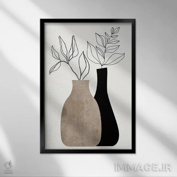 تابلو مینیمال خاکستری در خاکستری اثر کوبیستیکا - نمای قابدار مشکی