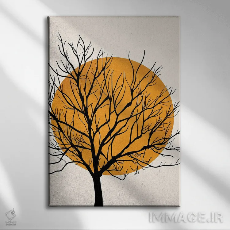 تابلو مینیمال خورشید پنهان اثر کوبیستیکا - نمای روبهرو روی دیوار