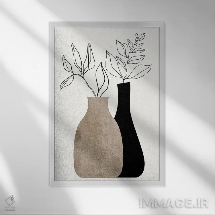 تابلو مینیمال خاکستری در خاکستری اثر کوبیستیکا - نمای قابدار سفید