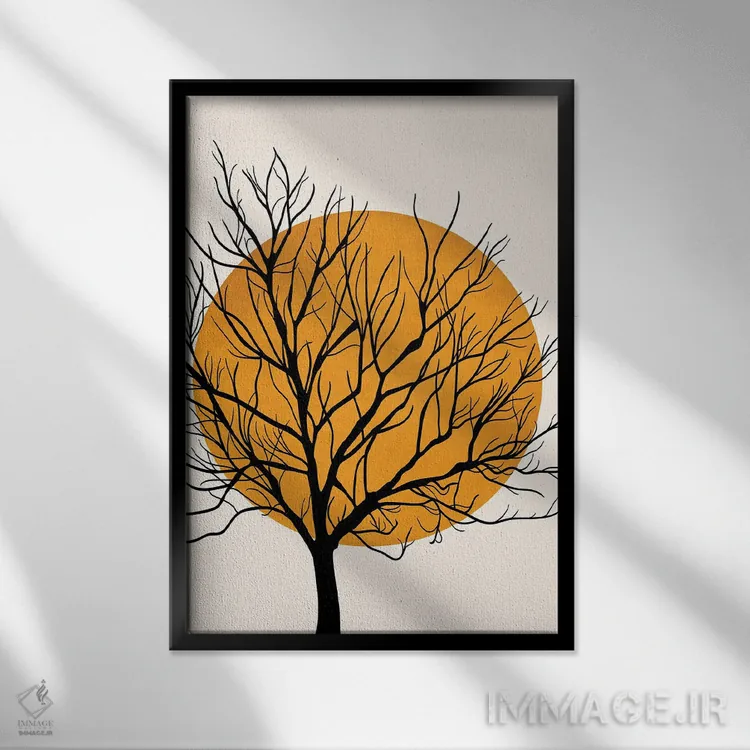 تابلو مینیمال خورشید پنهان اثر کوبیستیکا - نمای قابدار مشکی