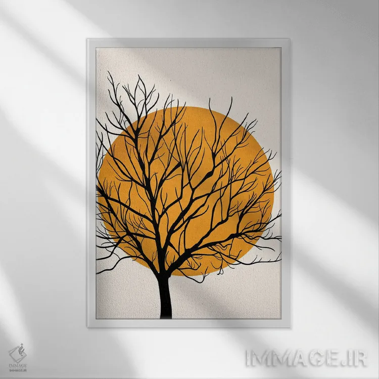 تابلو مینیمال خورشید پنهان اثر کوبیستیکا - نمای قابدار سفید