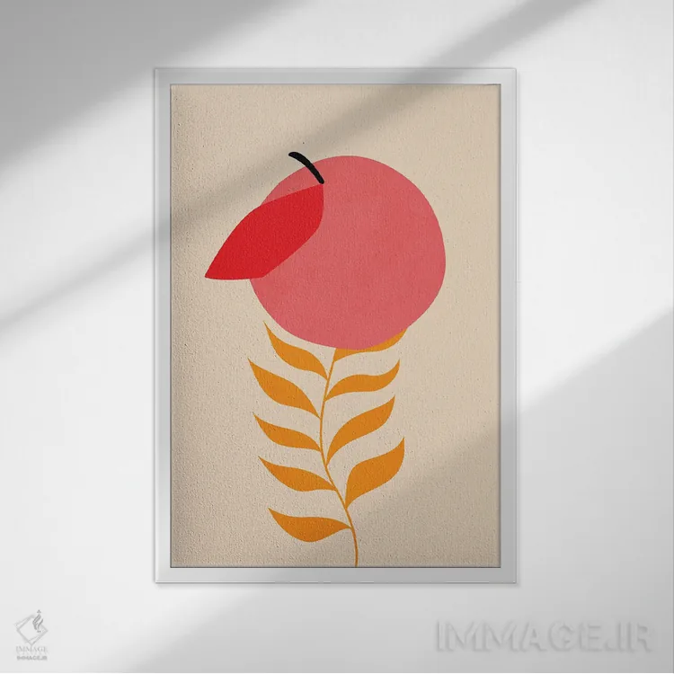 تابلو مینیمال هلو کوچولو اثر کوبیستیکا - نمای قابدار سفید