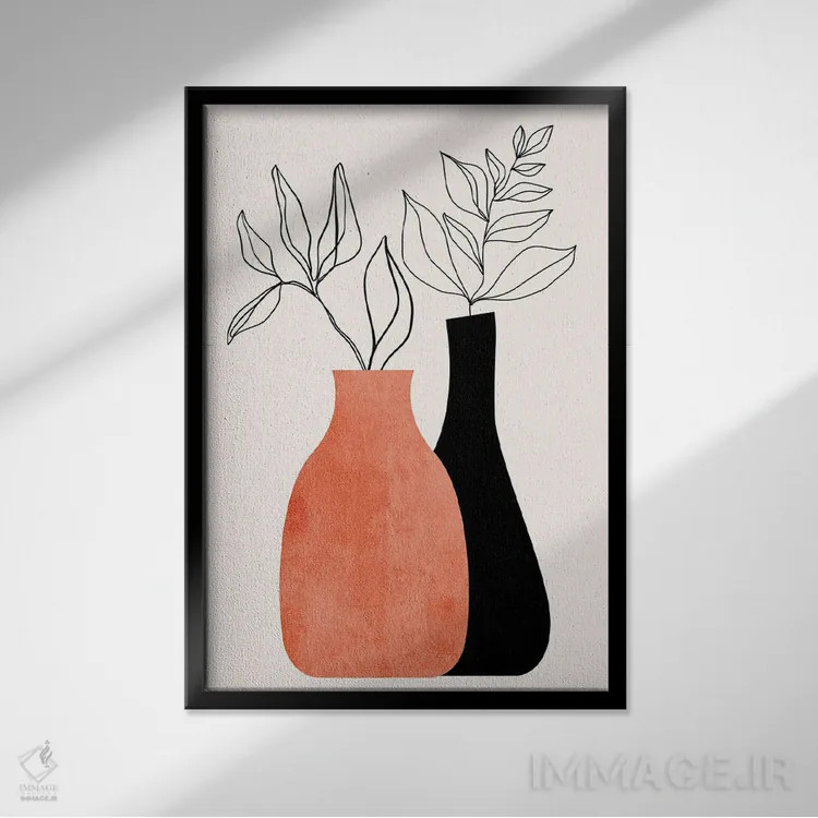 تابلو مینیمال خانم و آقا اثر کوبیستیکا - نمای قابدار مشکی