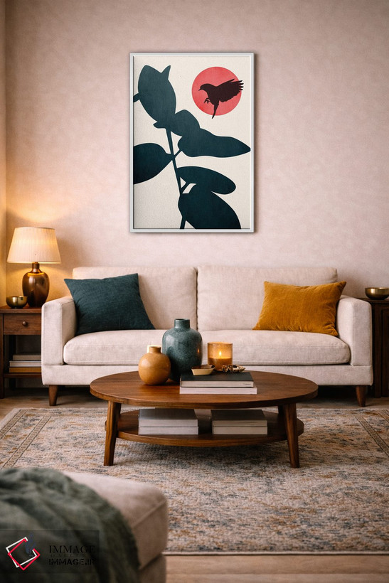 تابلو مینیمال پرنده ژاپنی اثر کوبیستیکا - D3W