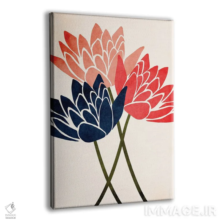 تابلو مینیمال سه شکوفه اثر کوبیستیکا - نمای پرسپکتیو محصول