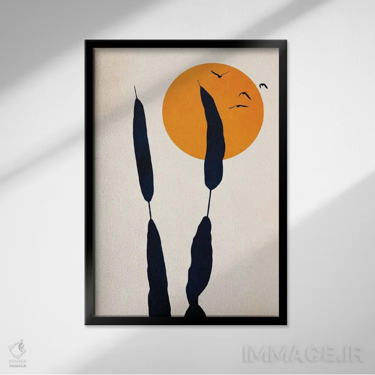 تابلو مینیمال شب و روز اثر کوبیستیکا - نمای قابدار مشکی