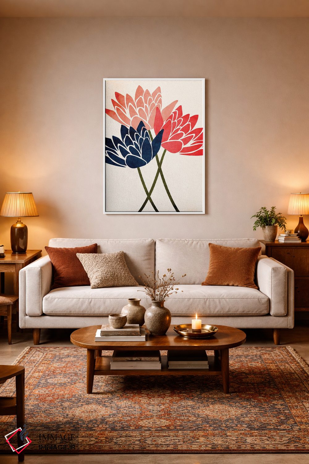 تابلو مینیمال سه شکوفه اثر کوبیستیکا - D2W