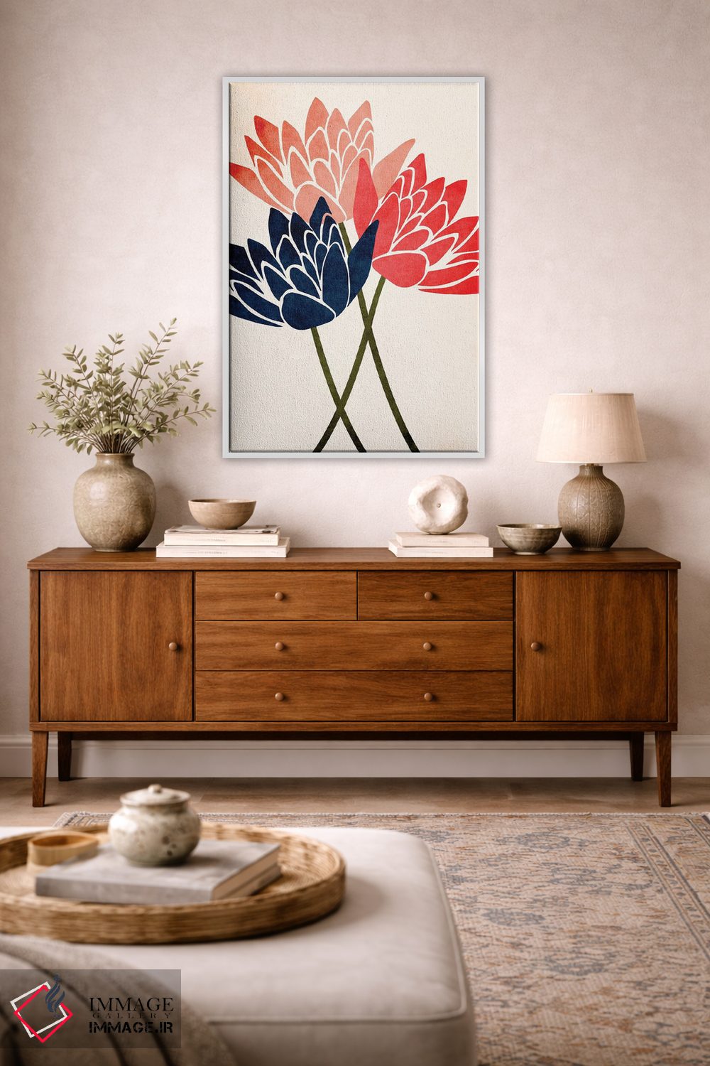 تابلو مینیمال سه شکوفه اثر کوبیستیکا - D3W