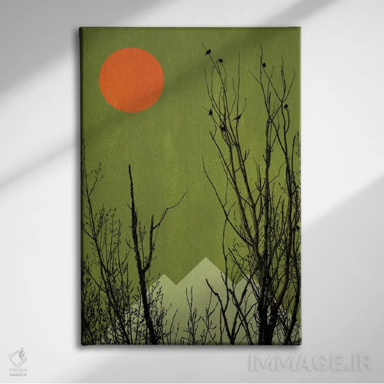 تابلو مینیمال جنگل سیاه اثر کوبیستیکا - نمای روبهرو روی دیوار